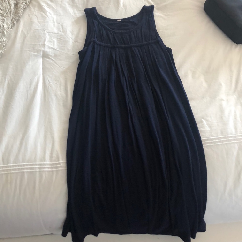 Knee length dark blue night dress